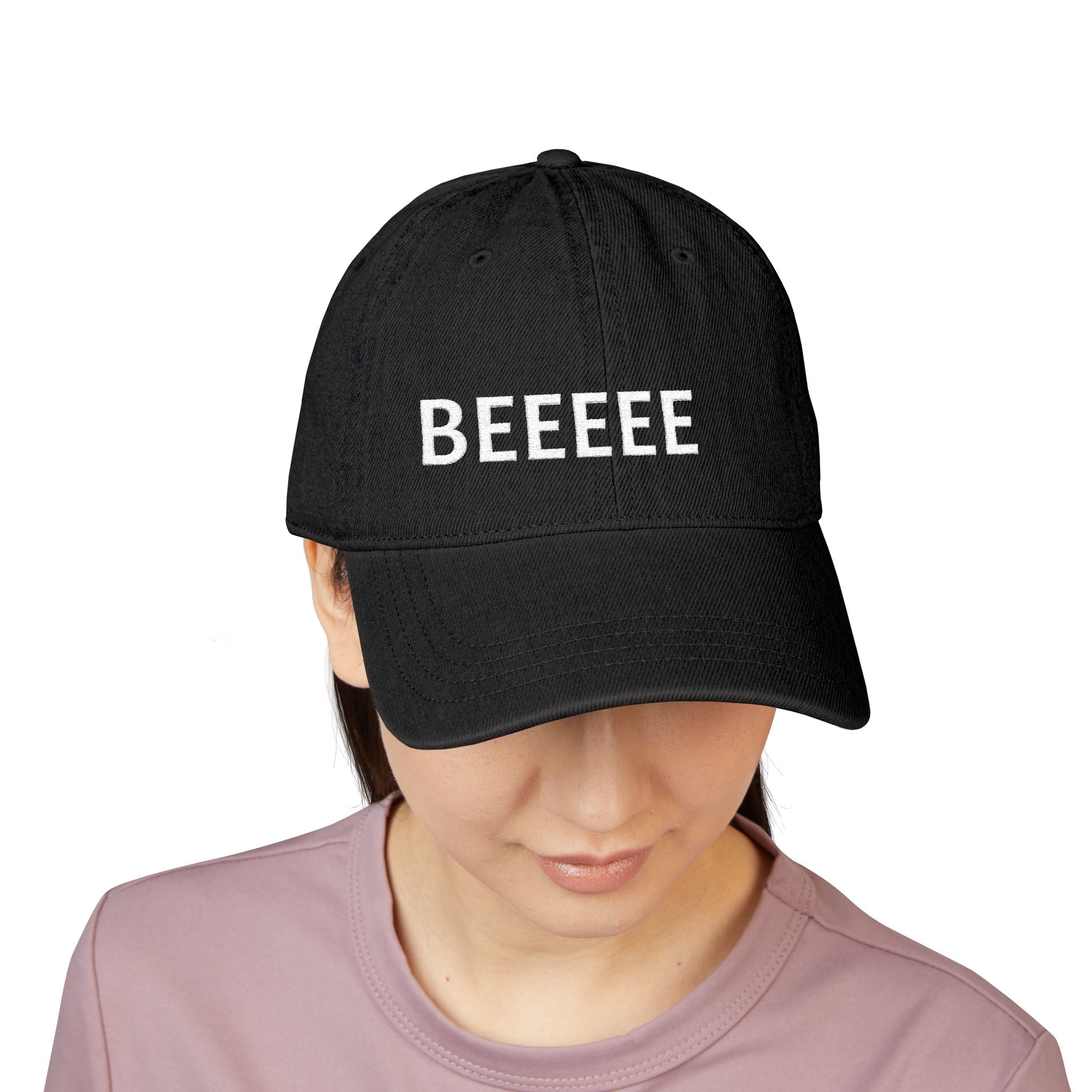 Embroidery Denim Hat with Fun 'BEEEEE' Design, Trendy Baseball Cap, Perfect Gift for Friends, Casual Wear, Summer Accessories