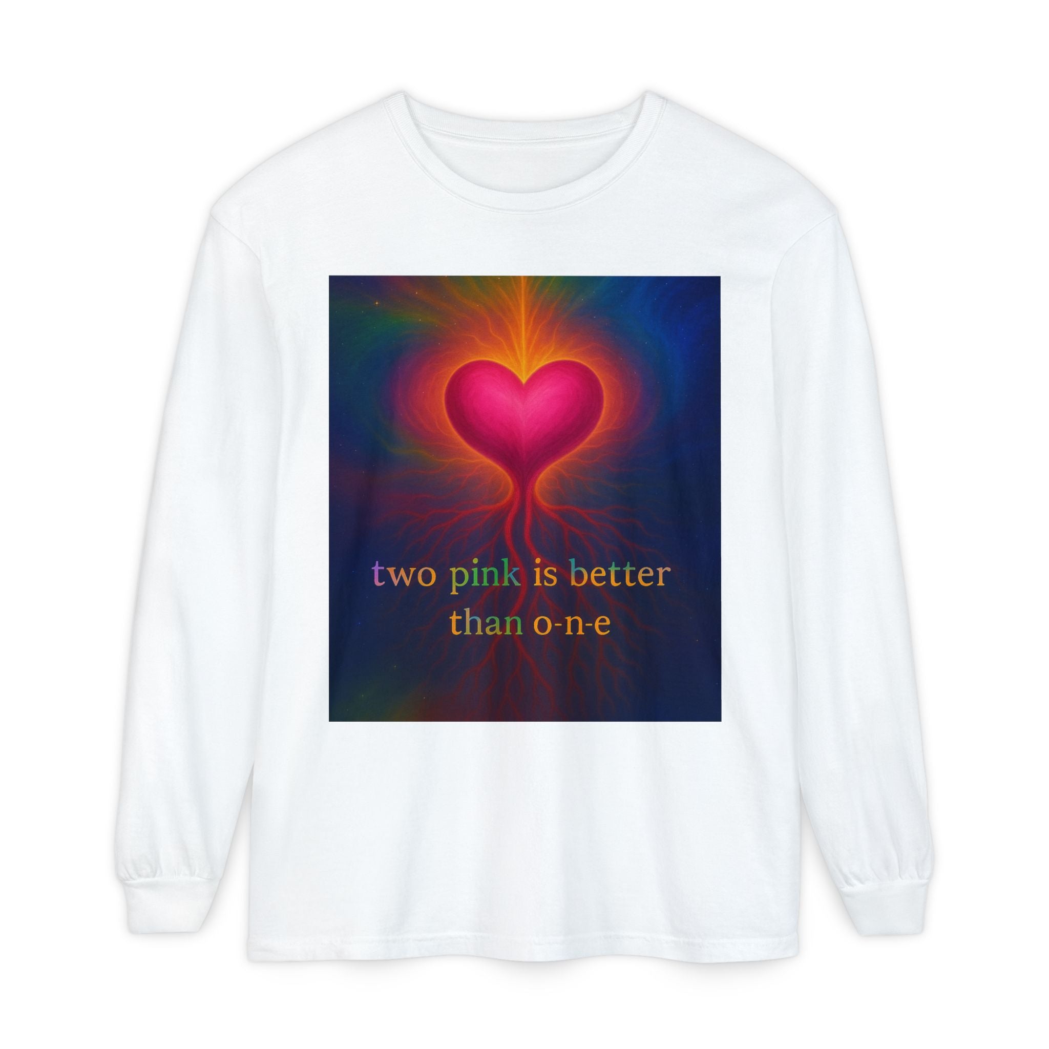 Heartfelt Long Sleeve T-Shirt | Perfect for Valentine's Day, Gift for Loved Ones, Cozy Streetwear, Colorful Casual Style