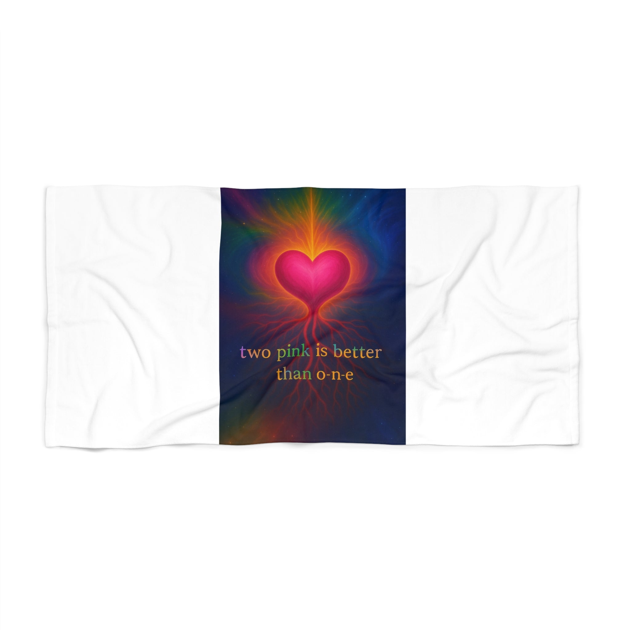 Colorful Heart Beach Towel - "Two Pink is Better Than One"
