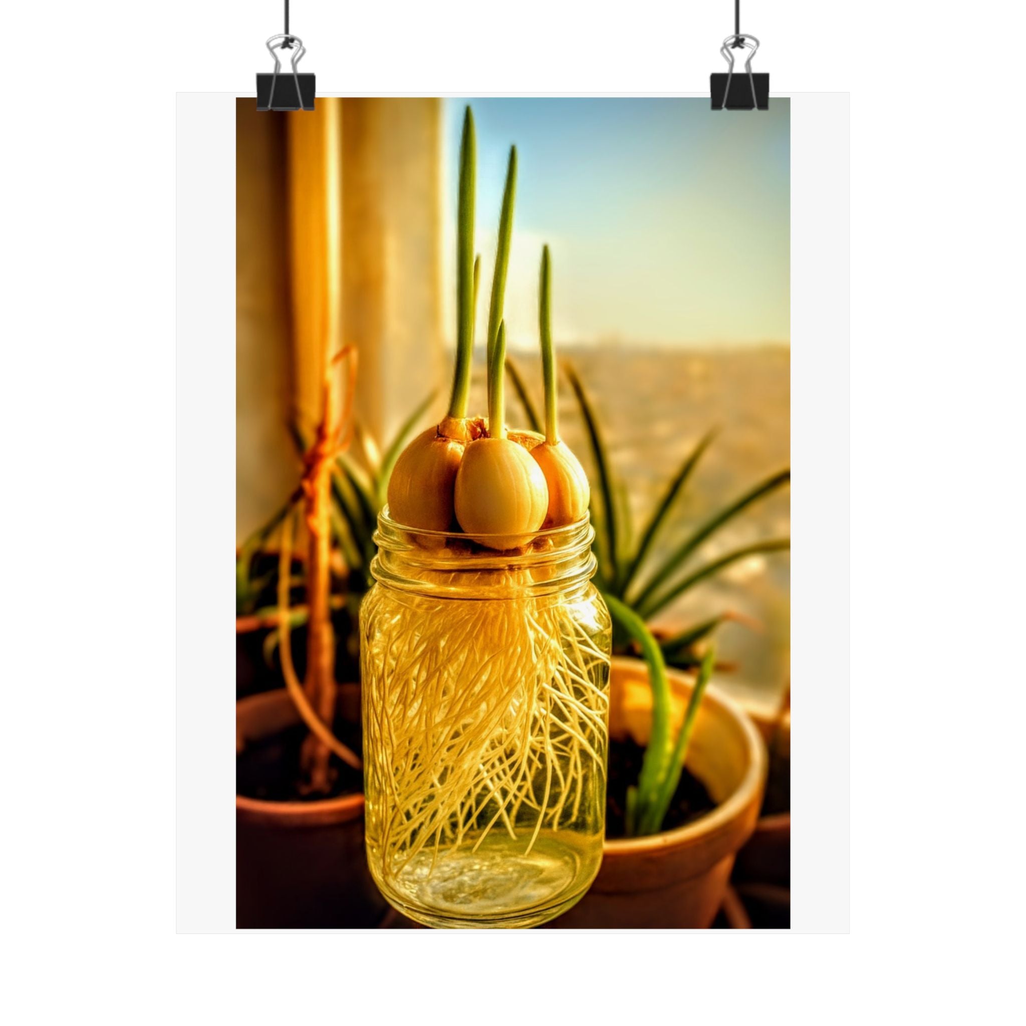 Fresh Scallions & Roots Botanical Poster - Farm-to-Table Art