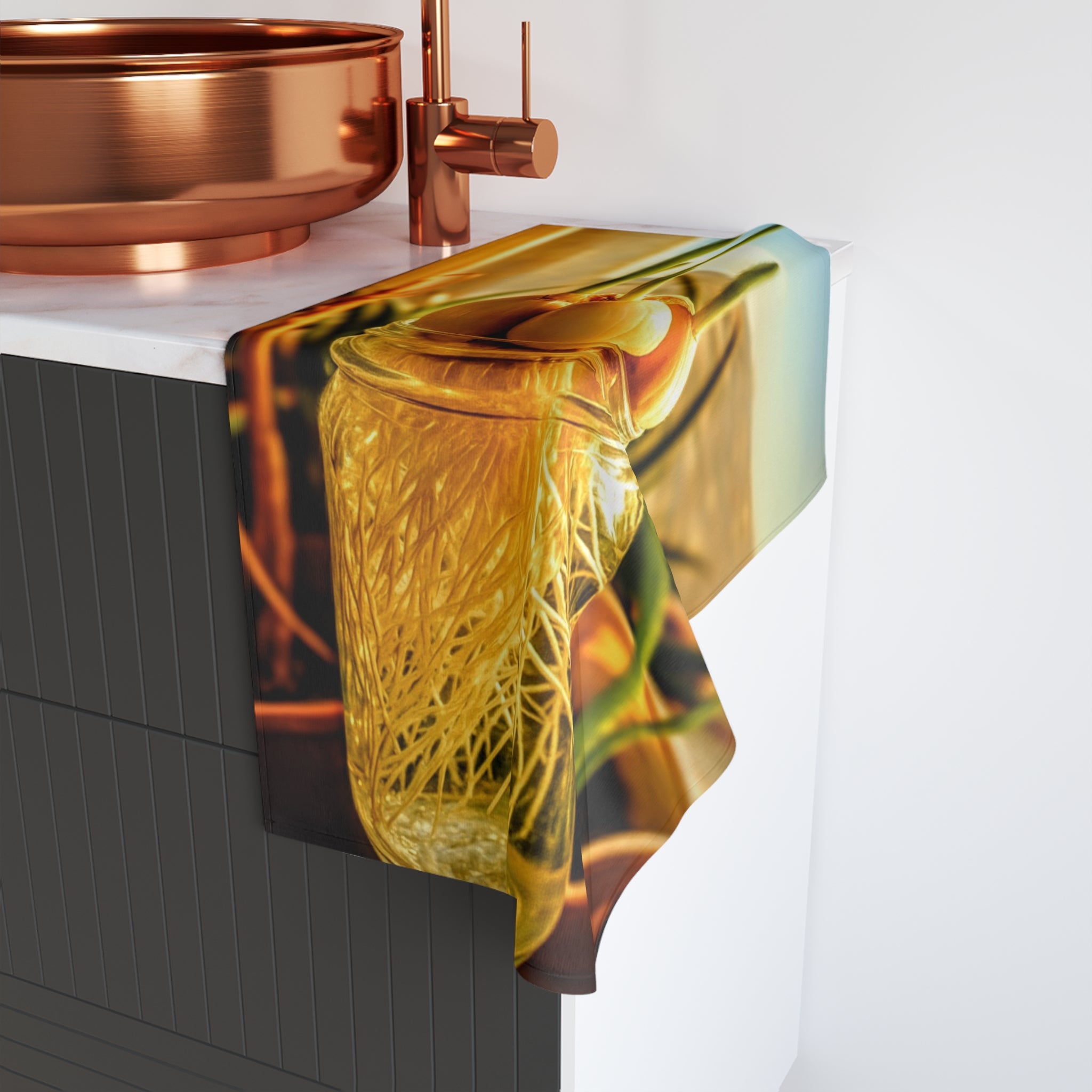 Botanical Hand Towel - Fresh Garlic Bulb Design | Kitchen Decor