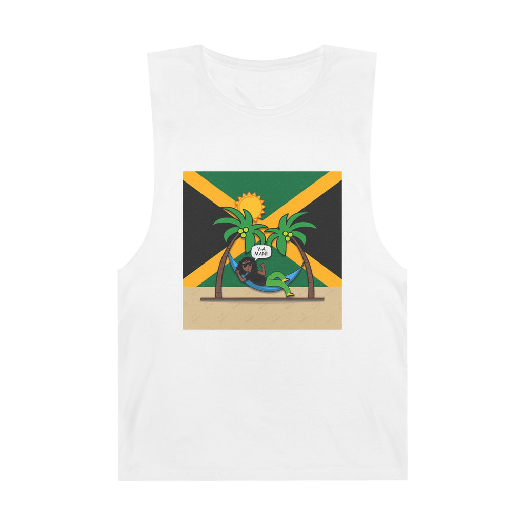 Unisex Barnard Tank with Tropical Vibes, Perfect for Summer, Beach Days, Casual Wear, Vacation, Gift for Him or Her