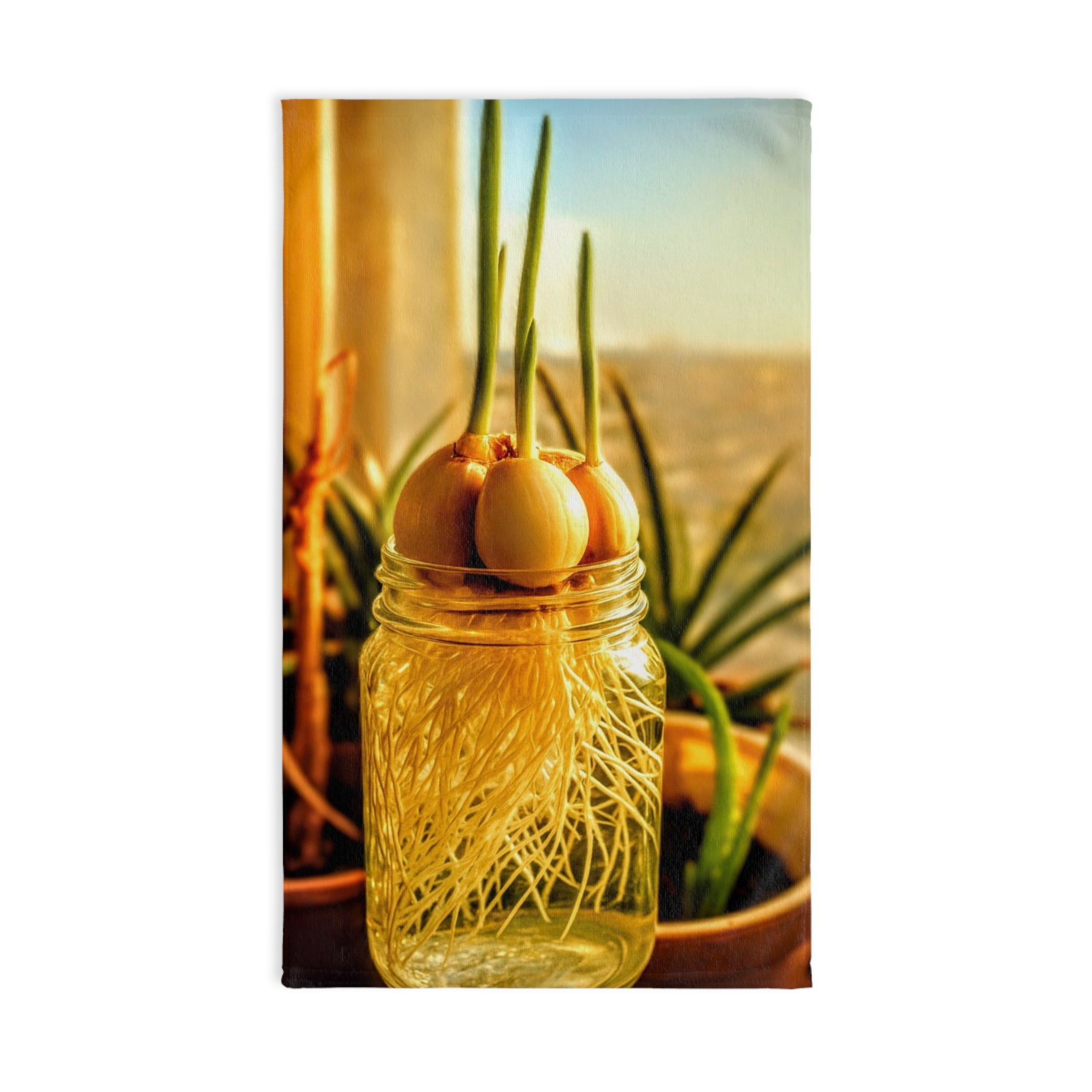 Botanical Hand Towel - Fresh Garlic Bulb Design | Kitchen Decor