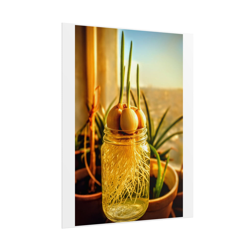 Eco-Friendly Rolled Poster - Garlic Sprout Early Roots | Healthy Lifestyle Symbolism