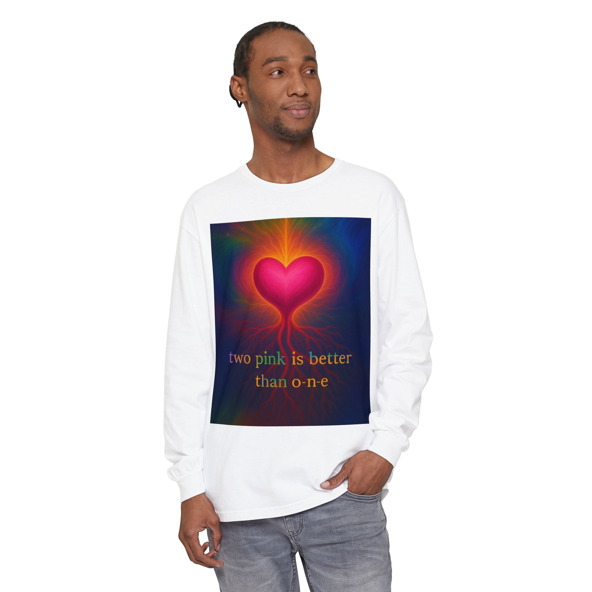Heartfelt Long Sleeve T-Shirt | Perfect for Valentine's Day, Gift for Loved Ones, Cozy Streetwear, Colorful Casual Style