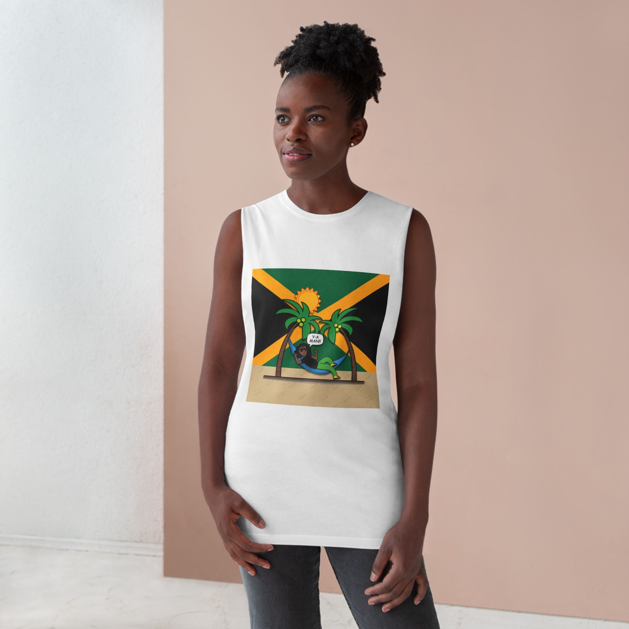 Unisex Barnard Tank with Tropical Vibes, Perfect for Summer, Beach Days, Casual Wear, Vacation, Gift for Him or Her