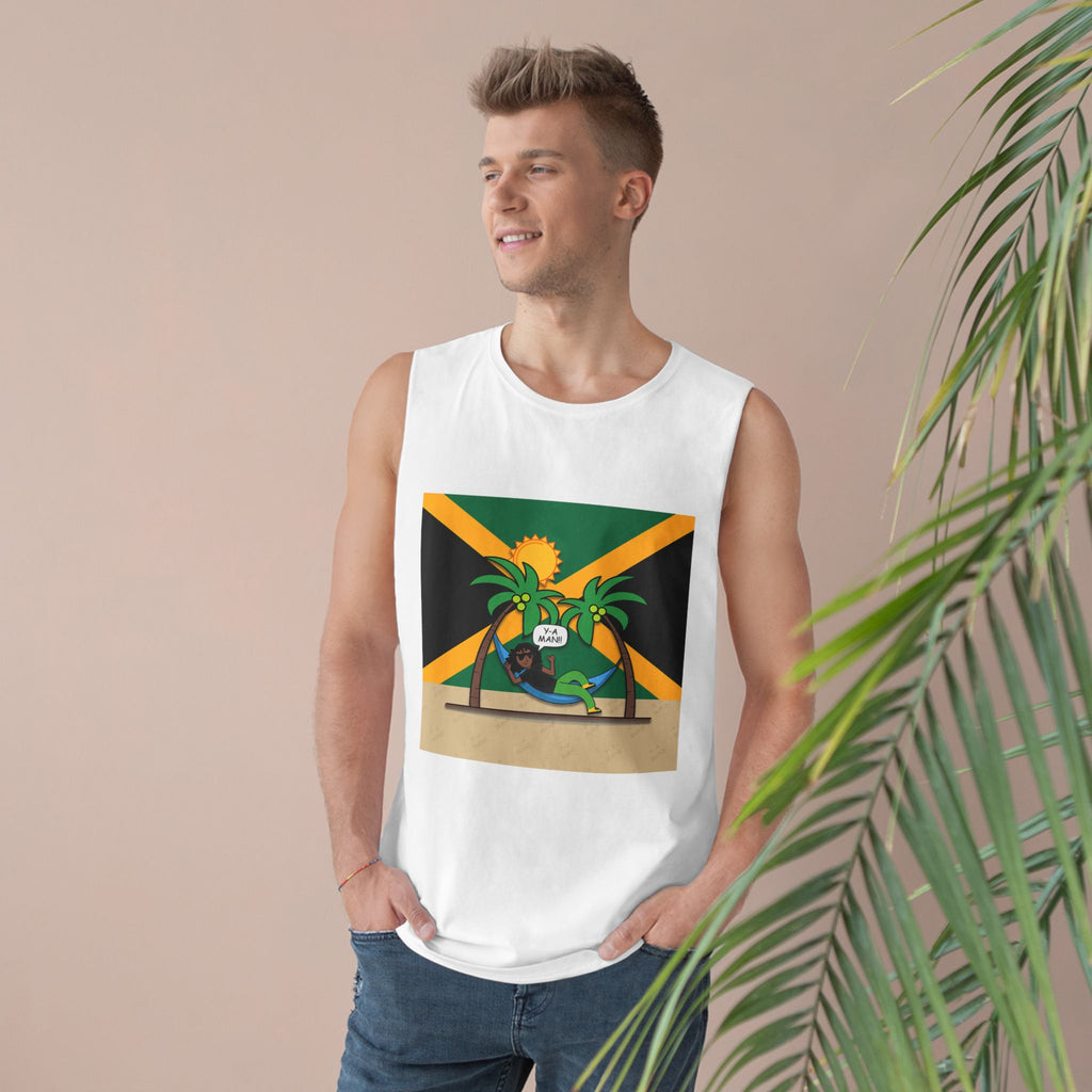 Unisex Barnard Tank with Tropical Vibes, Perfect for Summer, Beach Days, Casual Wear, Vacation, Gift for Him or Her