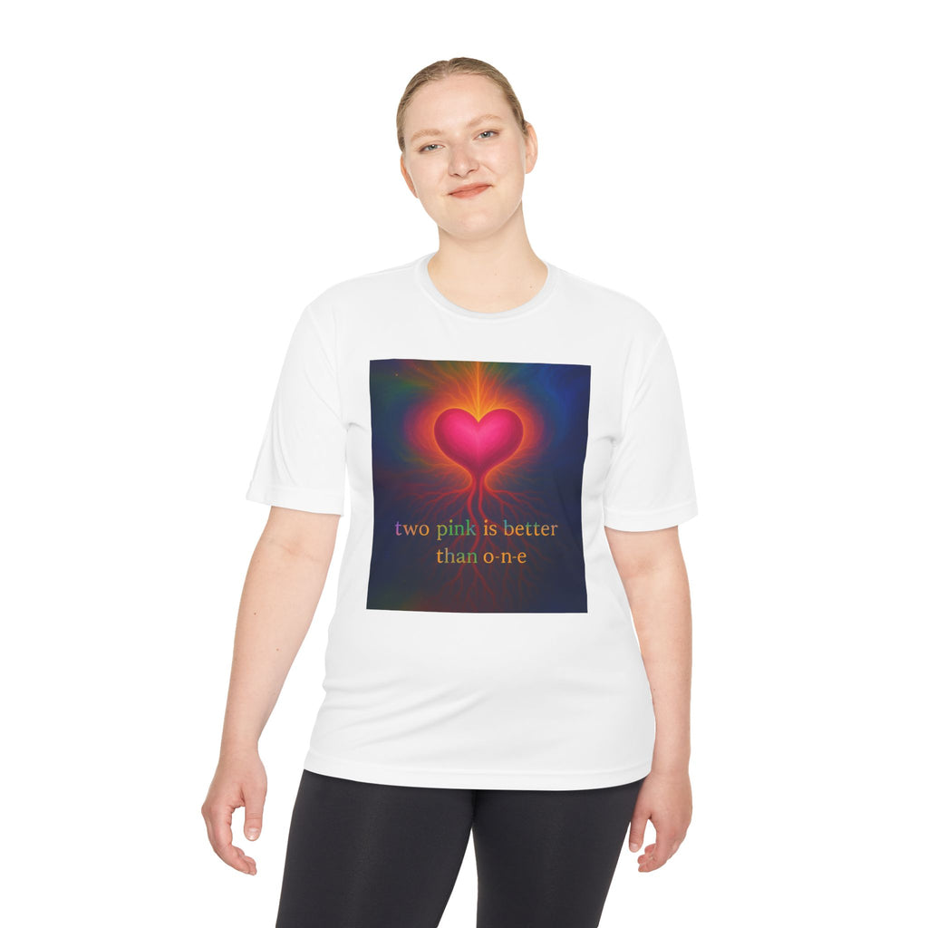 Heartfelt Love Unisex Moisture Wicking Tee - "Two Pink Is Better Than One"