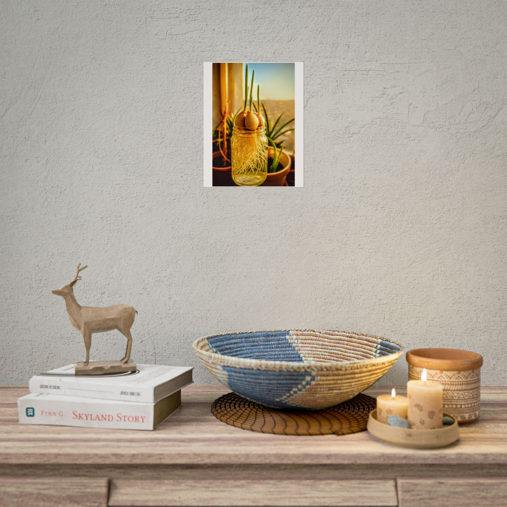 Eco-Friendly Rolled Poster - Garlic Sprout Early Roots | Healthy Lifestyle Symbolism